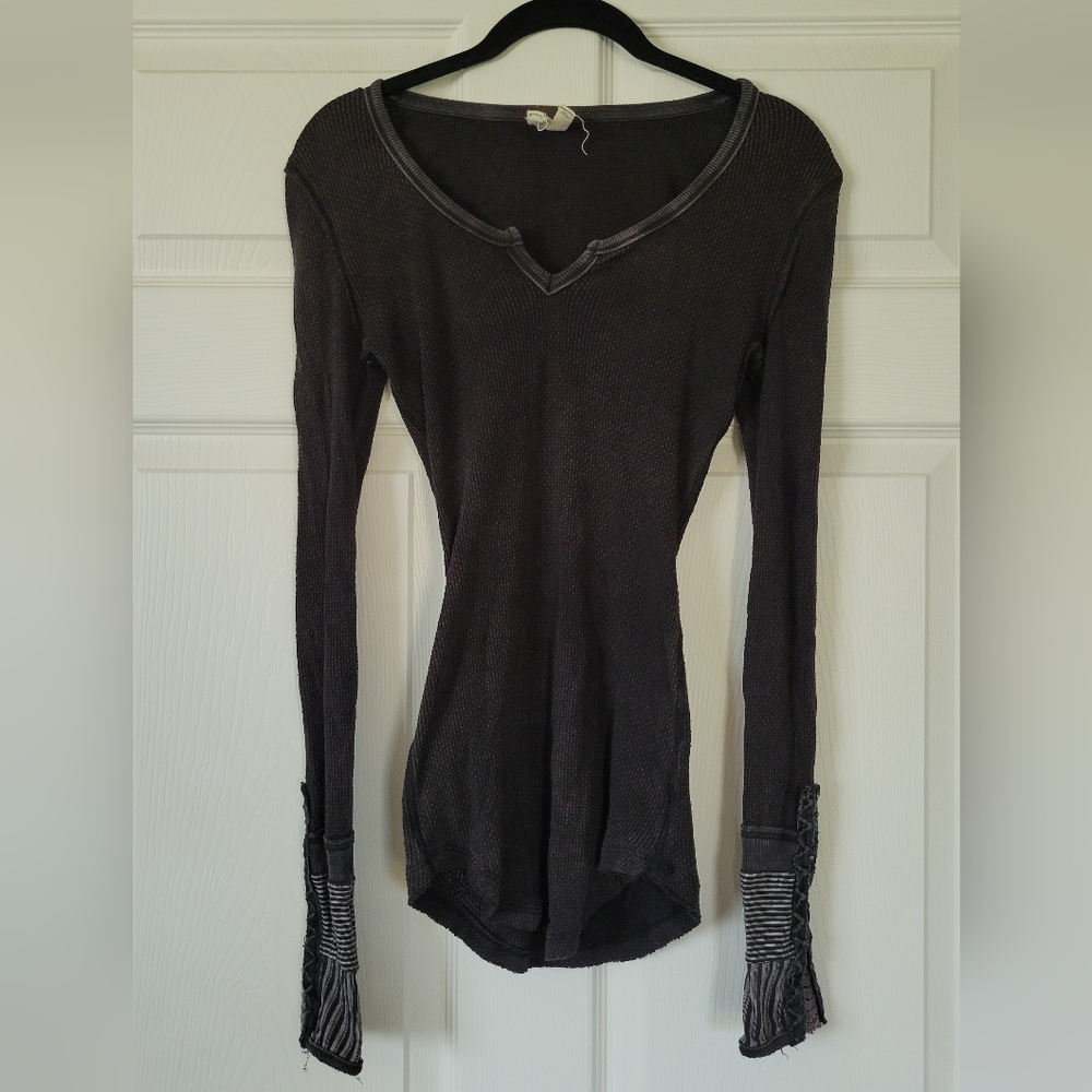 We The Free Charcoal Long Sleeve Top